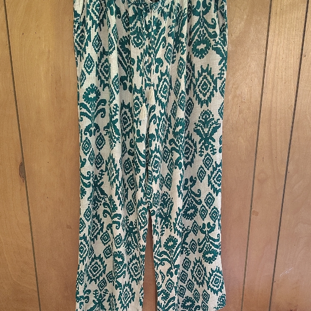 CUPIO Teal and Cream Patterned Women's Pants